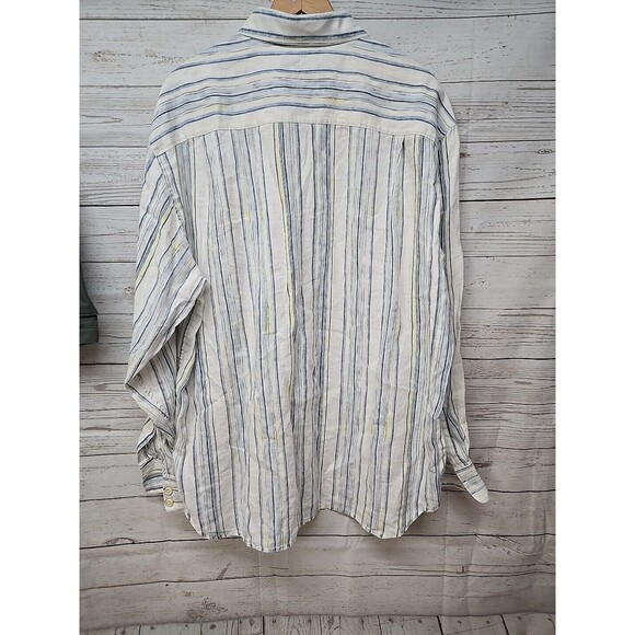 Tommy Bahama 100% Linen Shirt Mens XL Striped Long Sleeve Button Up‎ Casual Vaca - Picture 3 of 10